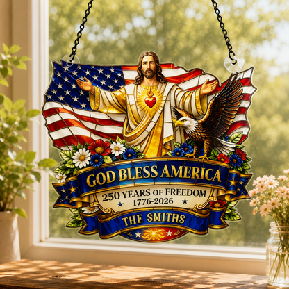 God Bless America, Gift of Liberty | Personalized Acrylic Suncatcher