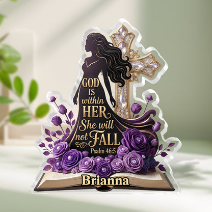 God Is Within Her Purple Roses | Personalized Custom Shaped Acrylic Plaque