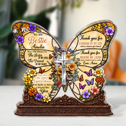 To My Bestie You Are The Sister Of My Soul, Gift For Best Friend | Personalized Custom Shaped Acrylic Plaque