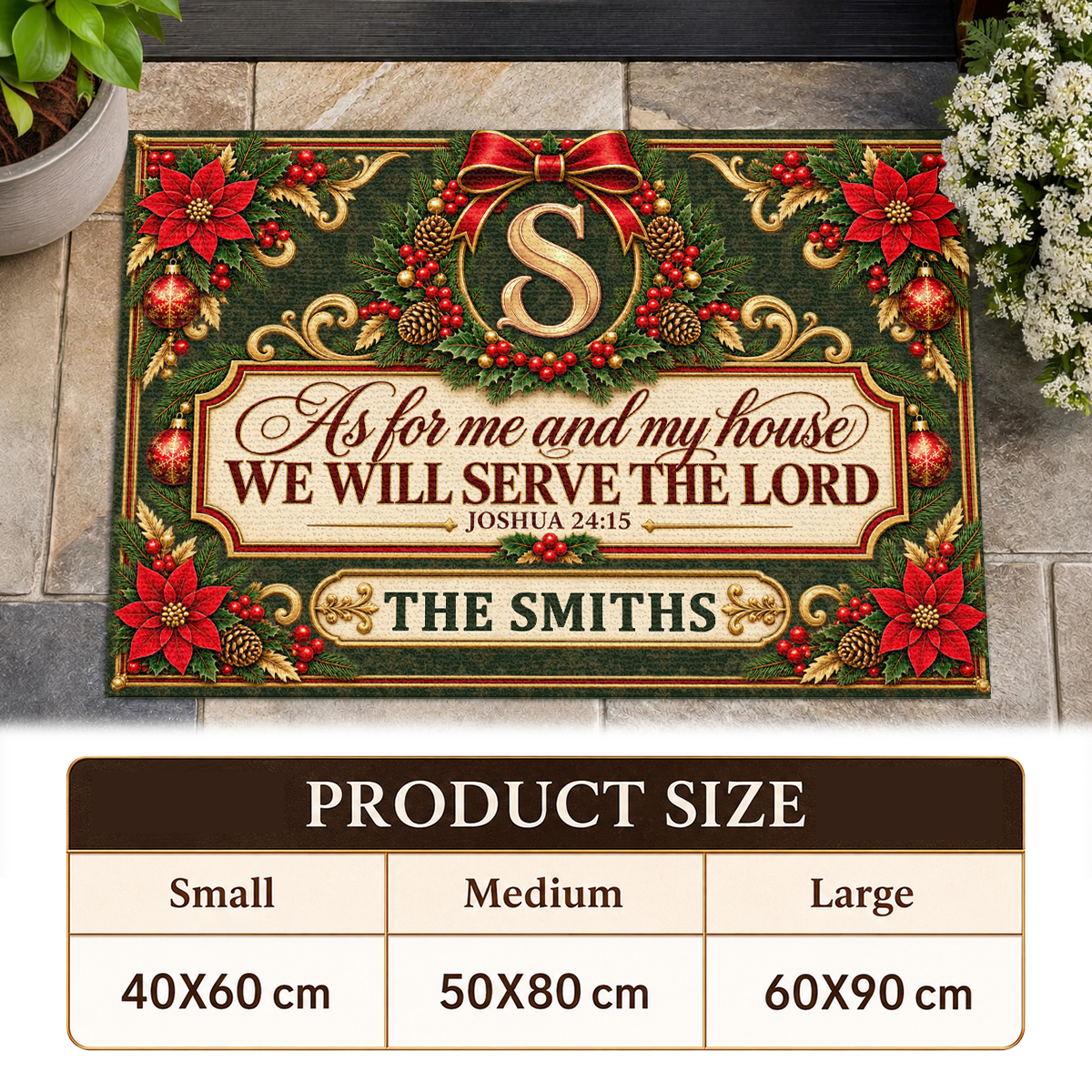 As For Me And My House We Will Serve The Lord, Gift For Christian Homeowner | Personalized Doormat
