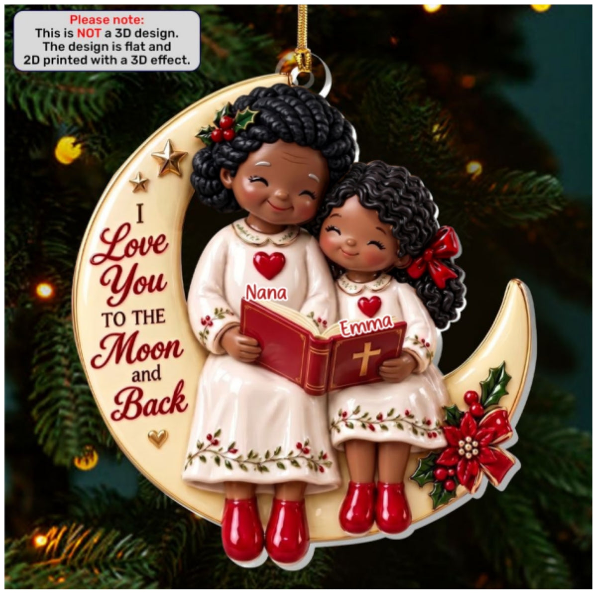 I Love You To The Moon And Back, Gift For Granddaughter | Personalized 1-Layer Acrylic Ornament