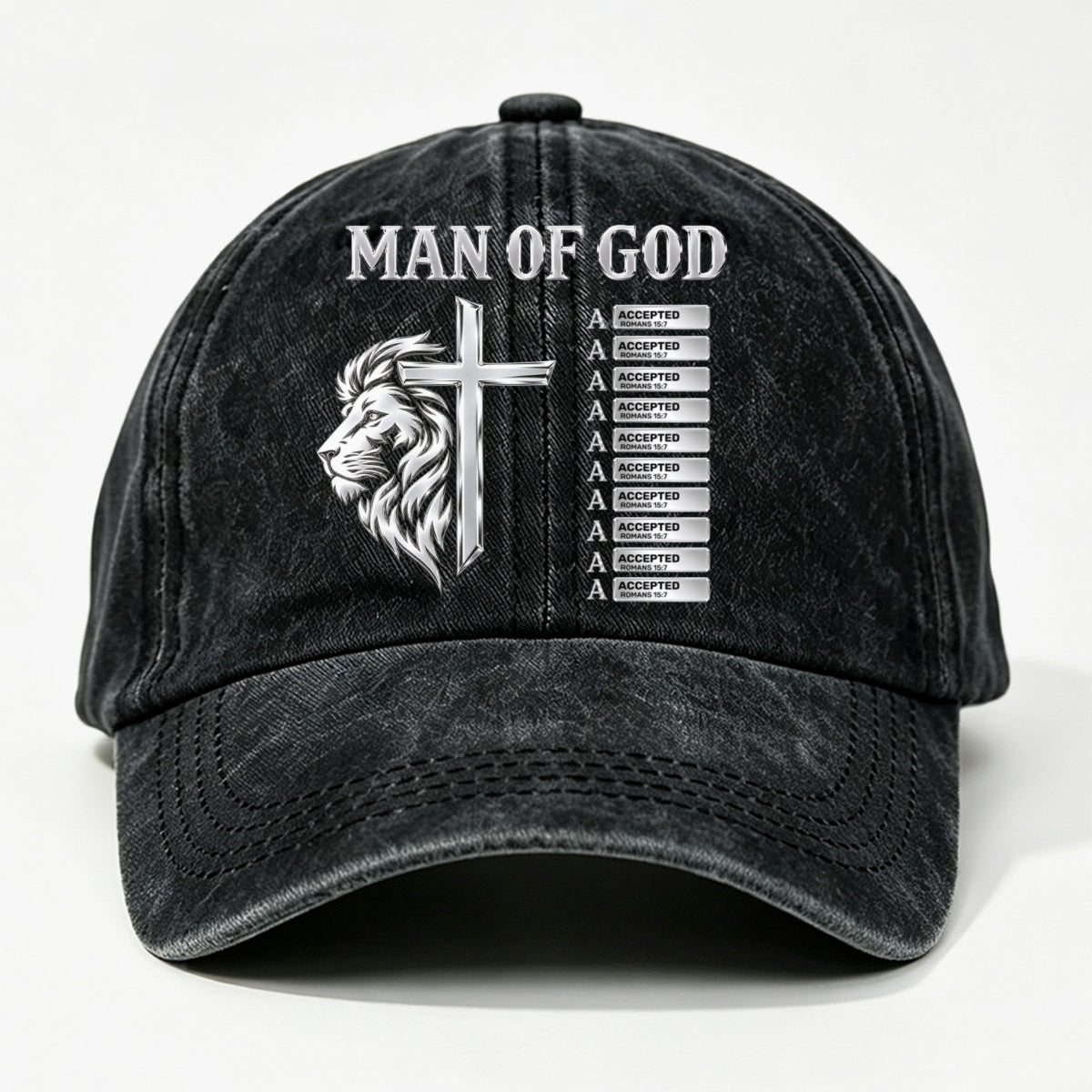 God Says, Gift For Man - Personalized Custom Vintage Washed Denim Cap