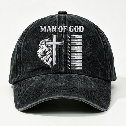 God Says, Gift For Man - Personalized Custom Vintage Washed Denim Cap