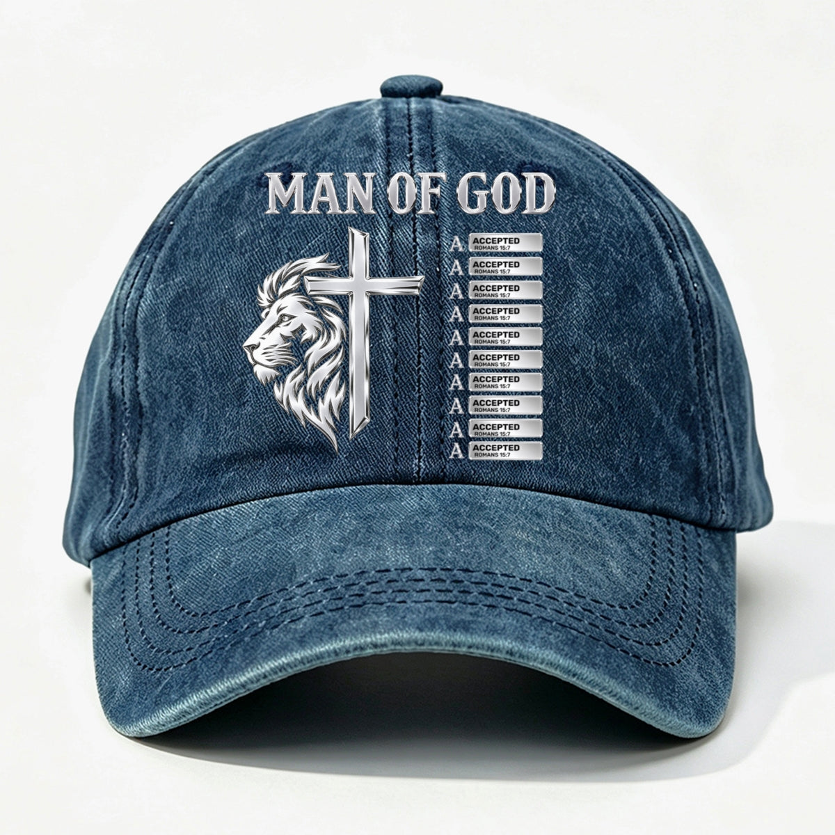 God Says, Gift For Man - Personalized Custom Vintage Washed Denim Cap