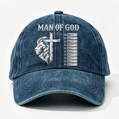 God Says, Gift For Man - Personalized Custom Vintage Washed Denim Cap