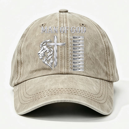 God Says, Gift For Man - Personalized Custom Vintage Washed Denim Cap