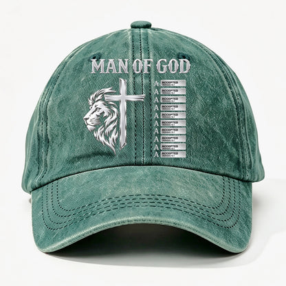 God Says, Gift For Man - Personalized Custom Vintage Washed Denim Cap