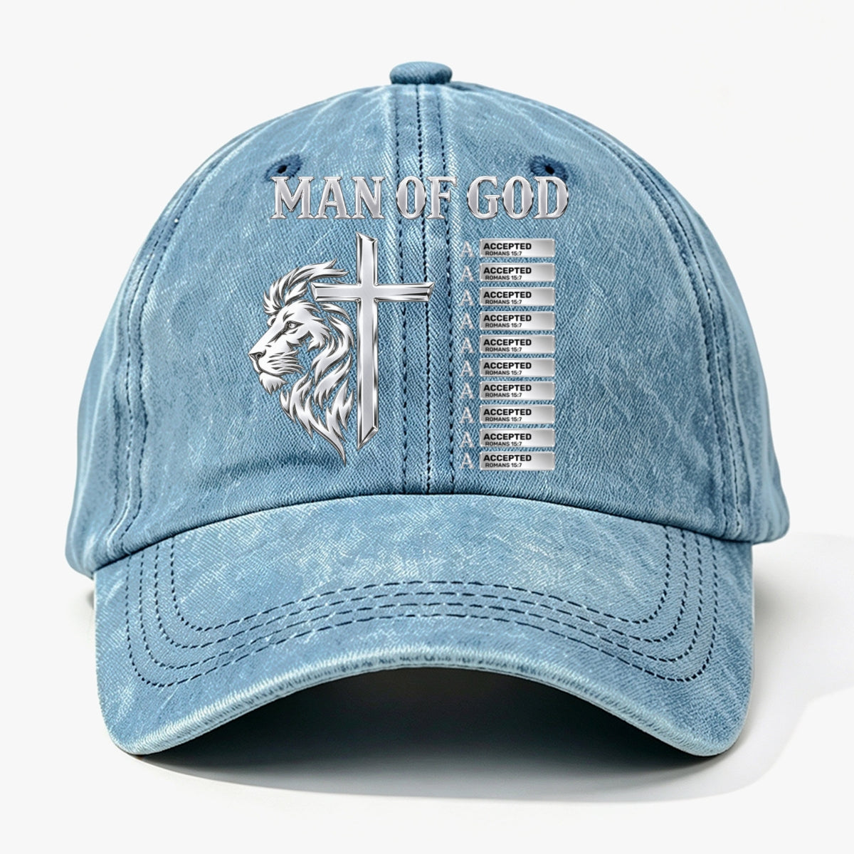 God Says, Gift For Man - Personalized Custom Vintage Washed Denim Cap