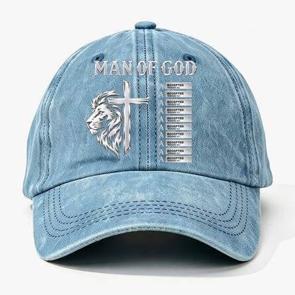 God Says, Gift For Man - Personalized Custom Vintage Washed Denim Cap