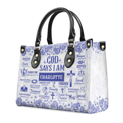 God Says I Am | Personalized Leather Handbag