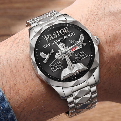 Shepherd Of Faith, Gift For Pastor - Personalized Men's Wrist Watch