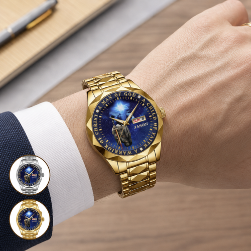 A Man Of God, Gift of Strength | Personalized Men's Wrist Watch