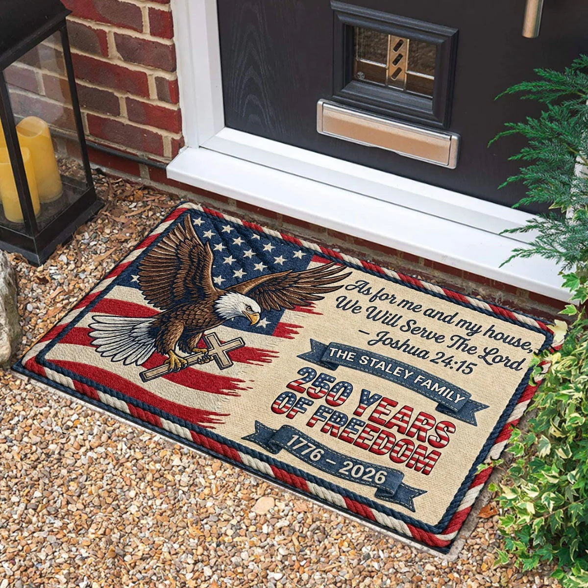 As For Me And My House 250 Years Of Freedom - Personalized Doormat