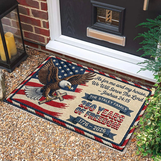 As For Me And My House 250 Years Of Freedom - Personalized Doormat