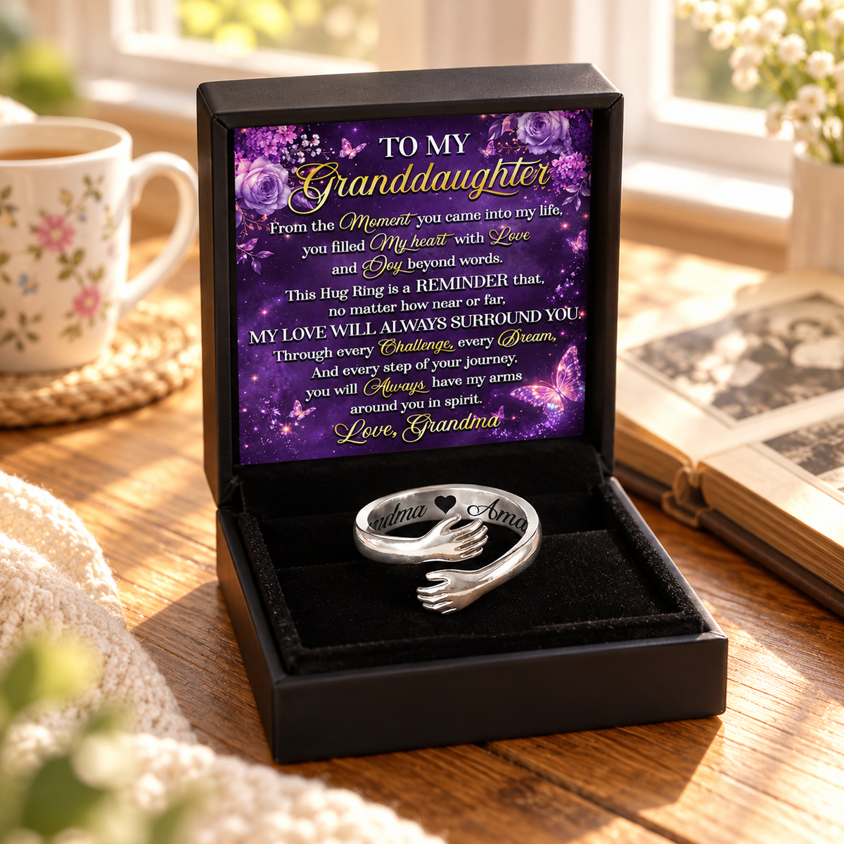 My Love Will Always Surround You, Gift For Granddaughter From Grandma | Personalized Hug Ring