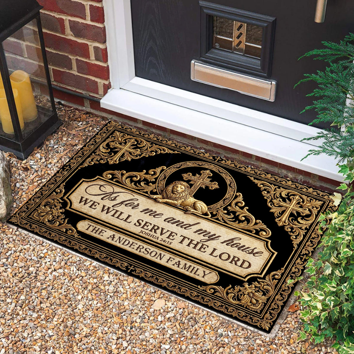 As For Me And My House We Will Serve The Lord, Christian Gift For Family | Personalized Doormat