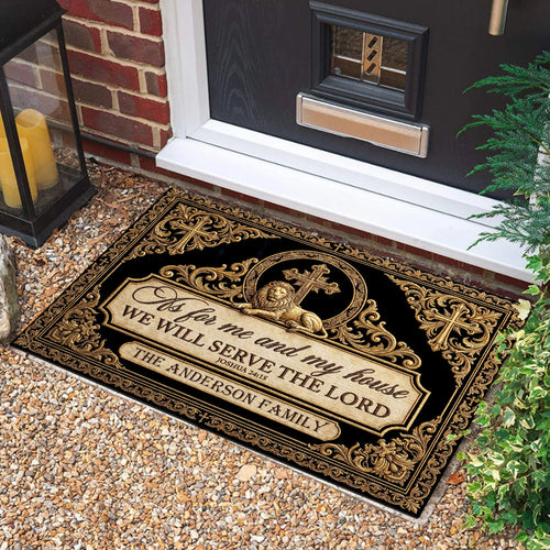 As For Me And My House We Will Serve The Lord, Christian Gift For Family | Personalized Doormat