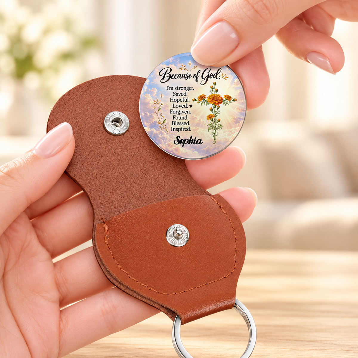 Stronger Because Of God, Gift For Loved One | Personalized Pocket Hug