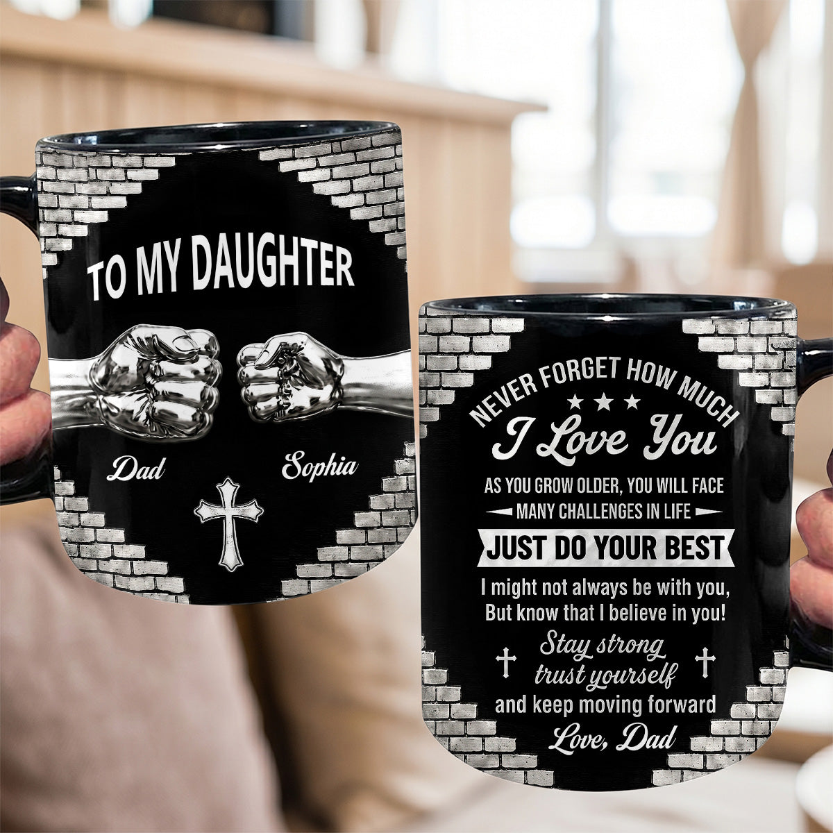 Just Do Your Best, Gift For Daughter From Dad | Personalized Ceramic Coffee Mug
