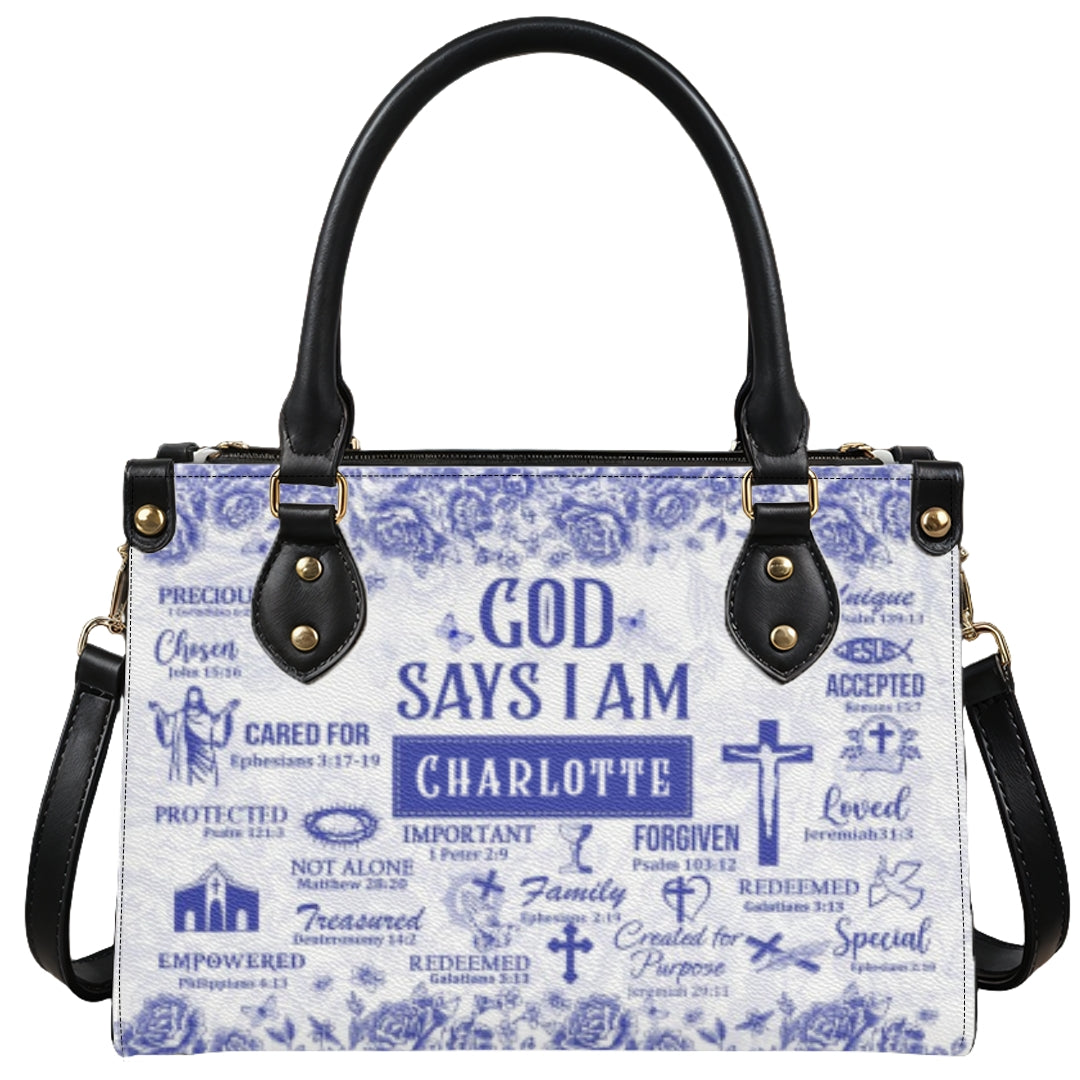 God Says I Am | Personalized Leather Handbag