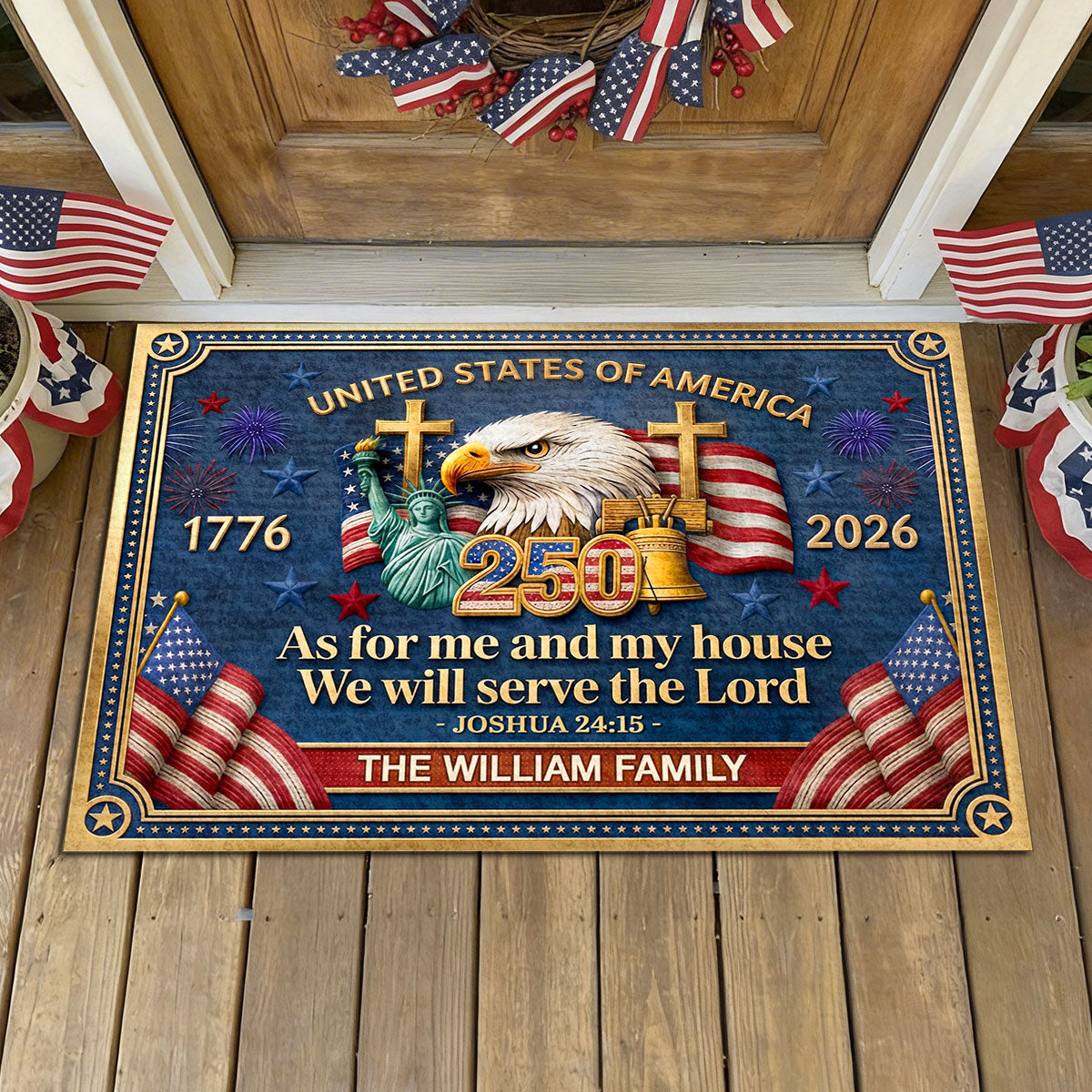 As For Me And My House We Will Serve The Lord - Personalized Doormat