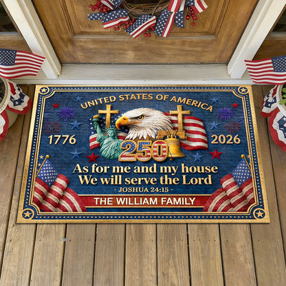 As For Me And My House We Will Serve The Lord - Personalized Doormat