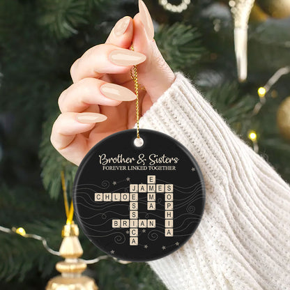 Brothers & Sisters Forever Linked Together, Sibling Gift | Personalized Round Shaped Ceramic Ornament
