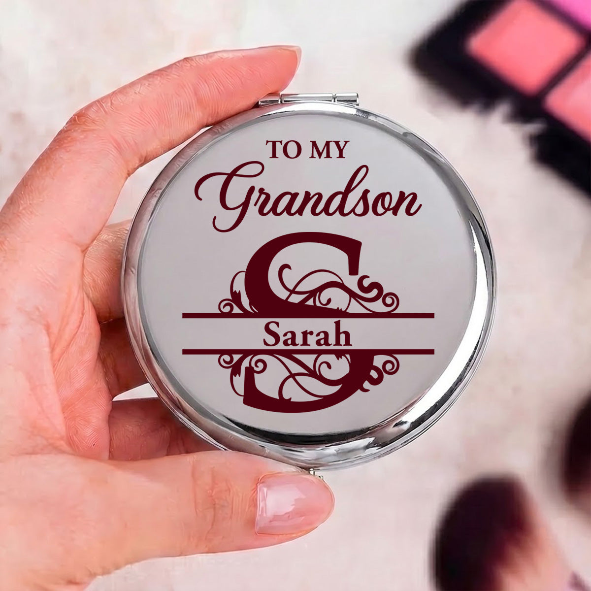 To My Granddaughter Never Forget How Much I Love You, Gift For Granddaughter | Personalized Circle Metallic Mirror