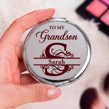 To My Granddaughter Never Forget How Much I Love You, Gift For Granddaughter | Personalized Circle Metallic Mirror