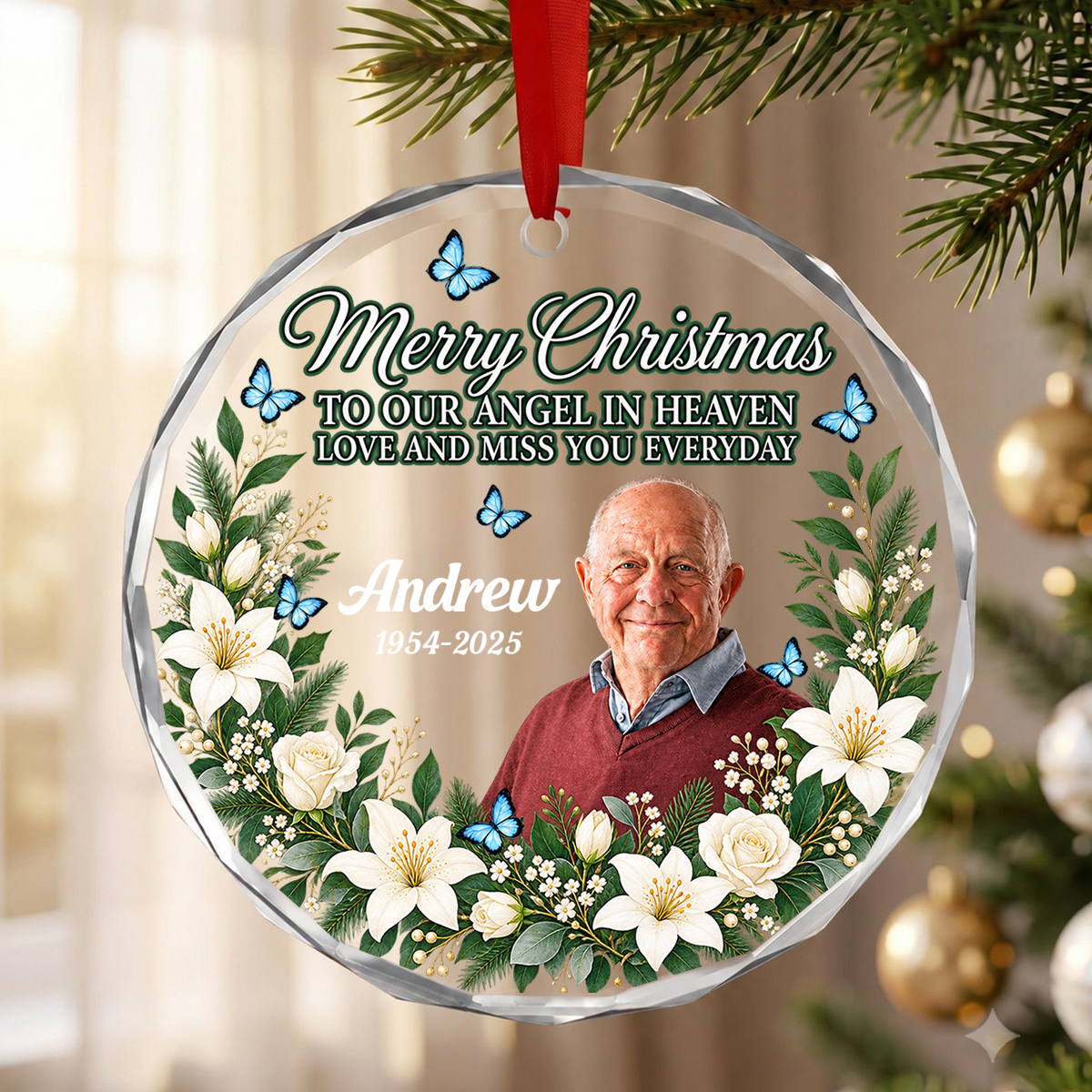 Love And Miss You Every Day, Gift For Family - Personalized Round Shaped Glass Ornament