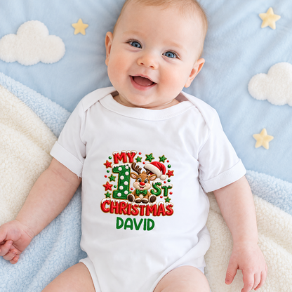 My 1st Christmas Reindeer, Gift For New Parents | Personalized Custom Baby Onesie