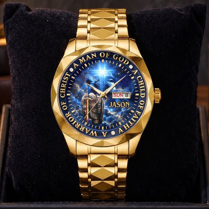 A Man Of God, Gift For Dad | Personalized Men's Wrist Watch