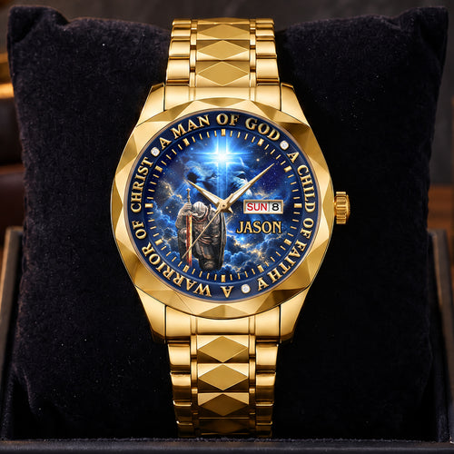 A Man Of God, Gift For Dad | Personalized Men's Wrist Watch