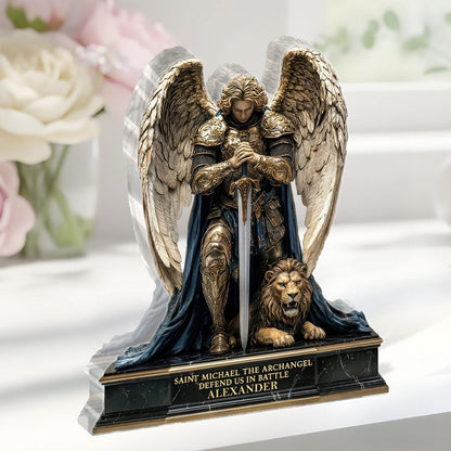 Defend Us In Battle | Personalized Custom Shaped Acrylic Plaque