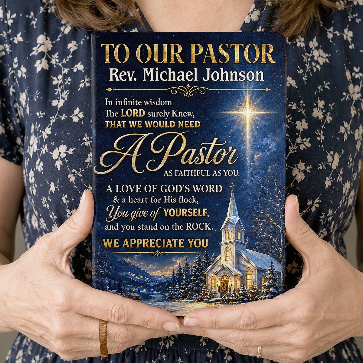 Faithful Pastor Tribute, Gift For Pastor | Personalized Leather Cover Notebook