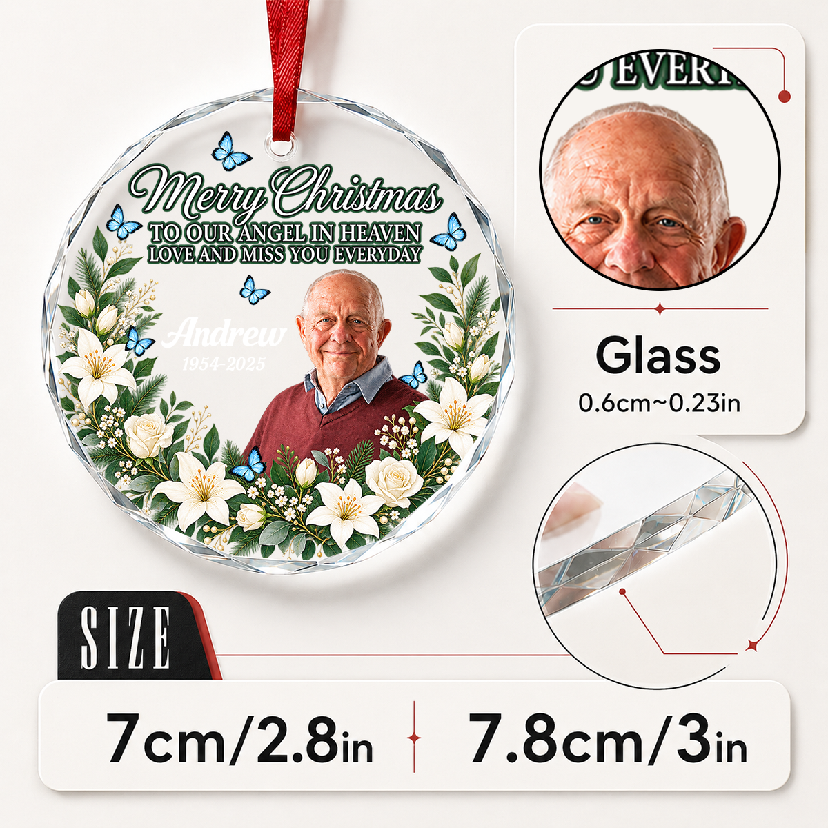 Love And Miss You Every Day, Gift For Family - Personalized Round Shaped Glass Ornament