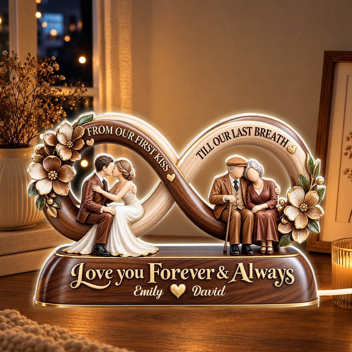 From Our First Kiss Till Our Last Breath, 7Th Year Anniversary Gift | Personalized Light Box