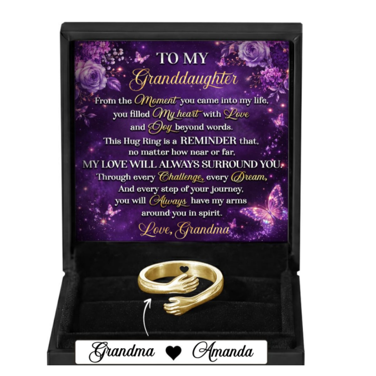 My Love Will Always Surround You, Gift For Granddaughter From Grandma | Personalized Hug Ring