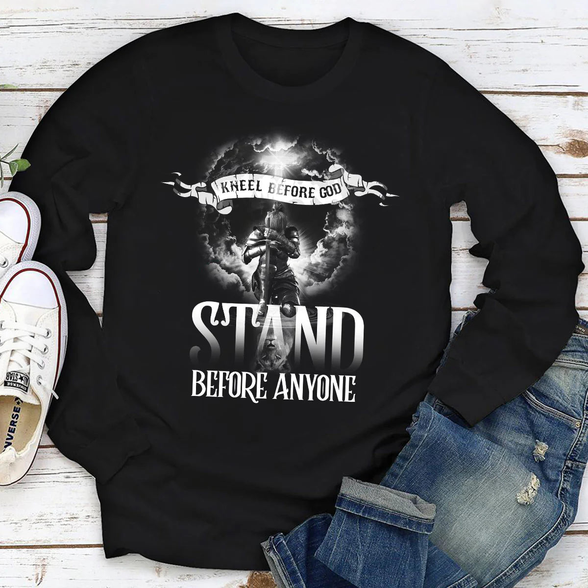Kneel Before God, Stand Before Anyone | 2D Unisex Long Sleeve