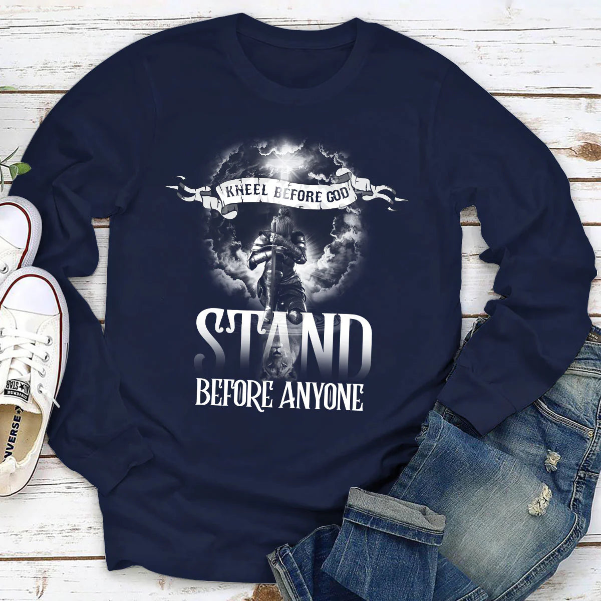 Kneel Before God, Stand Before Anyone | 2D Unisex Long Sleeve