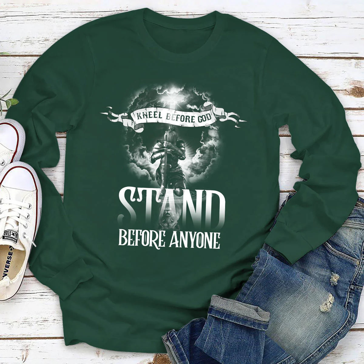 Kneel Before God, Stand Before Anyone | 2D Unisex Long Sleeve