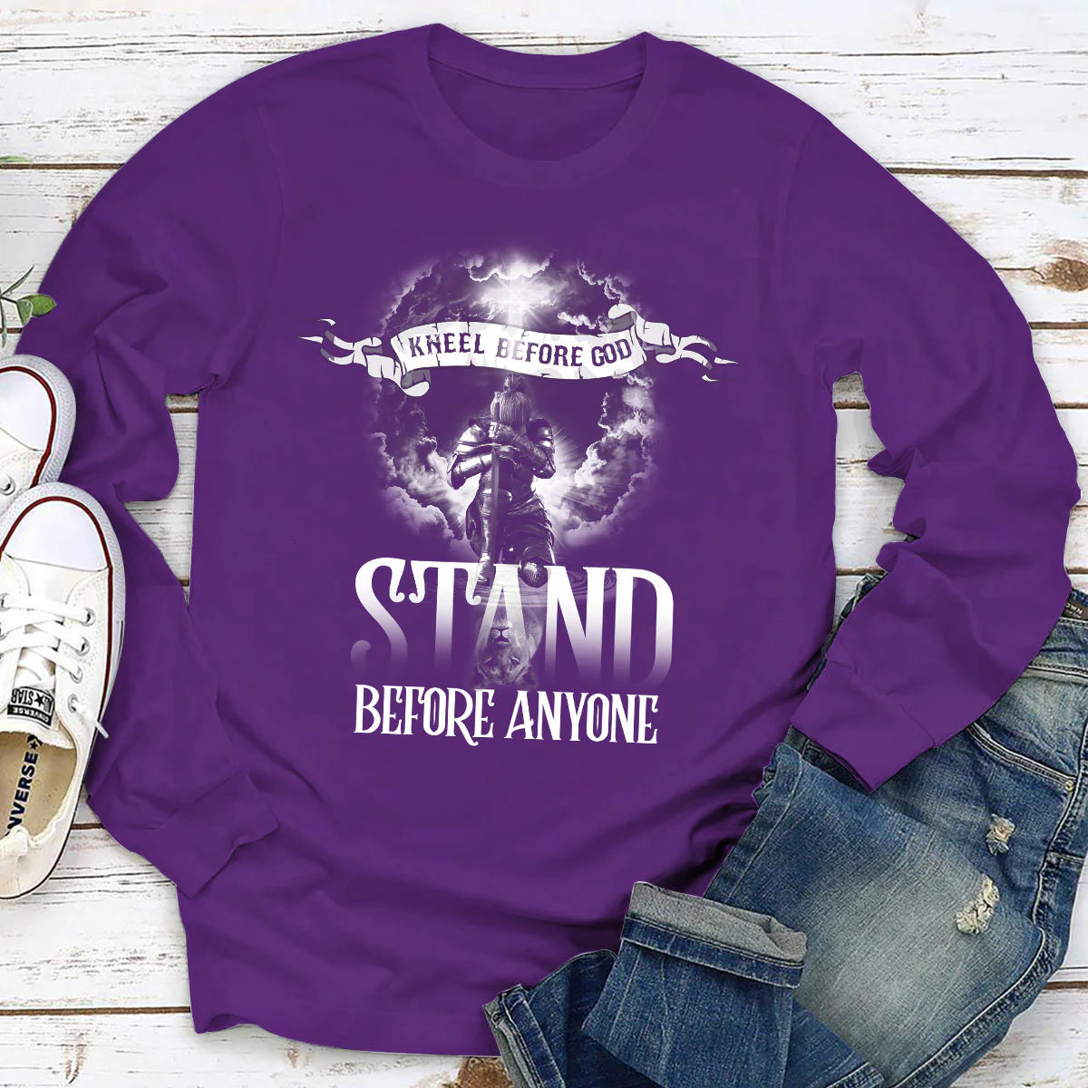 Kneel Before God, Stand Before Anyone | 2D Unisex Long Sleeve