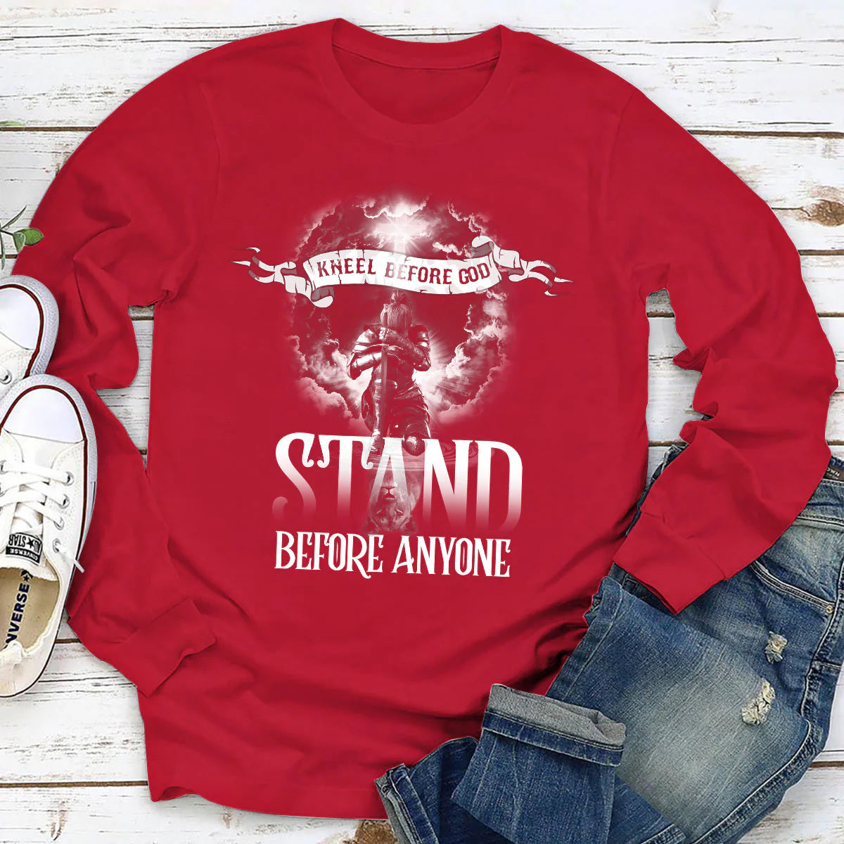 Kneel Before God, Stand Before Anyone | 2D Unisex Long Sleeve