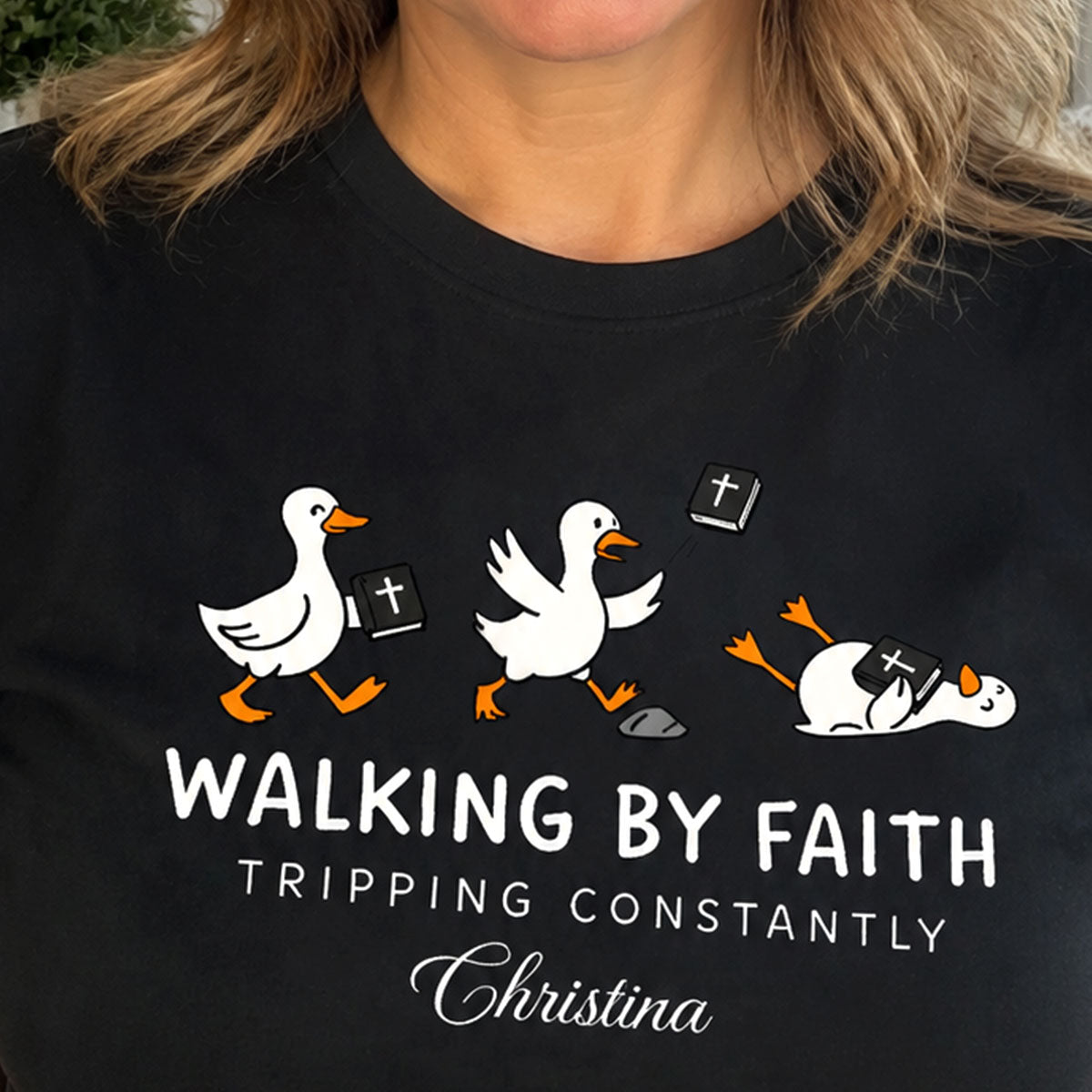 Walking By Faith Tripping Constantly | Personalized 2D Unisex T-shirt