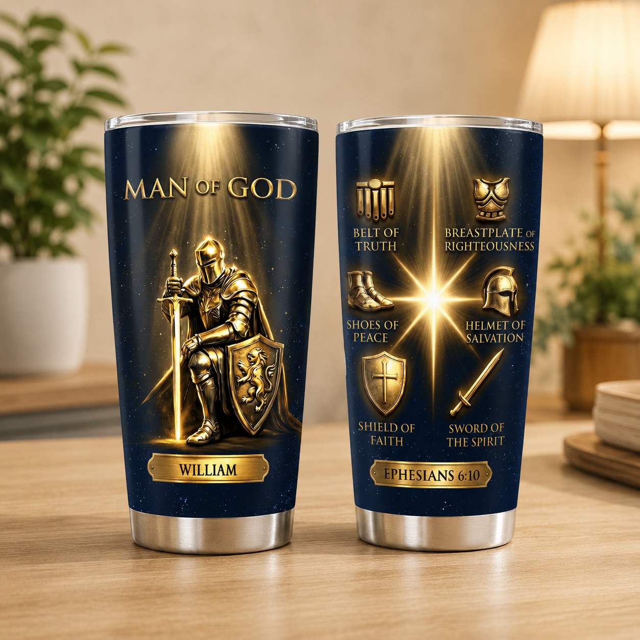 Man Of God, Christian Gift For Dad | Personalized Stainless Steel Tumbler