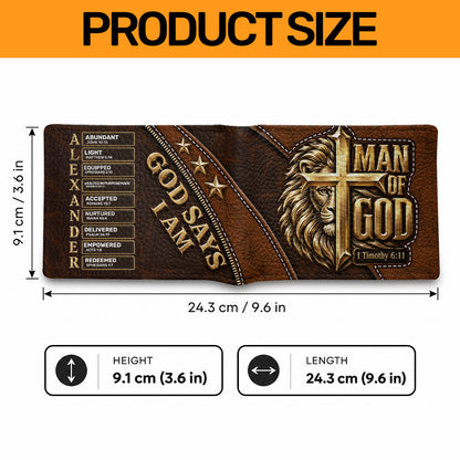 Man Of God, Gift For Men | Personalized Leather Folded Wallet