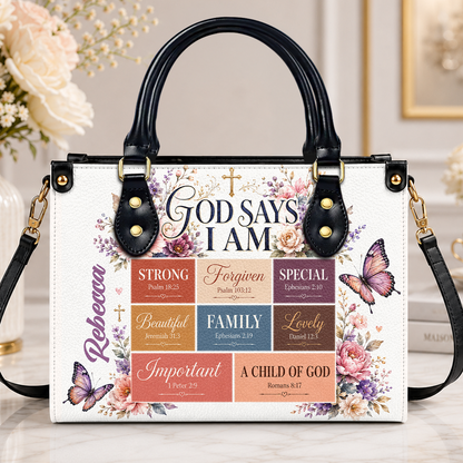 God Says I Am, Gift For Women | Personalized Leather Handbag