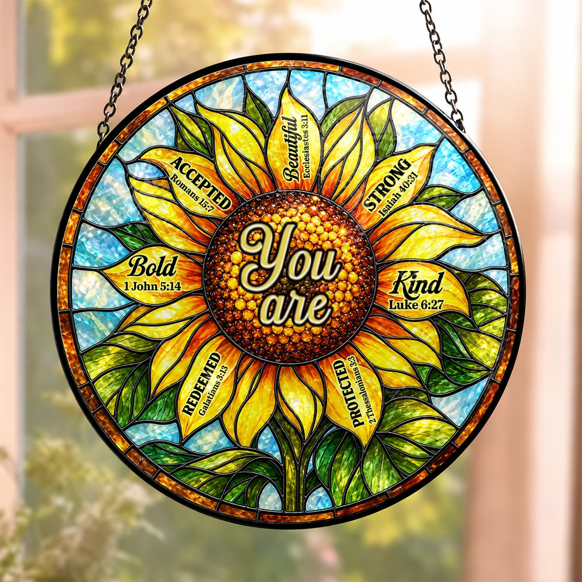 God Says You Are, Gift For Loved One | Personalized Stained Glass Window Hanging Suncatcher