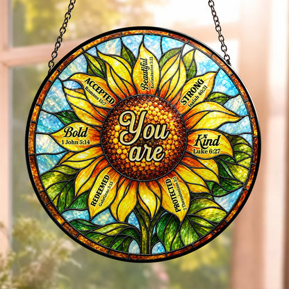 God Says You Are, Gift For Loved One | Personalized Stained Glass Window Hanging Suncatcher