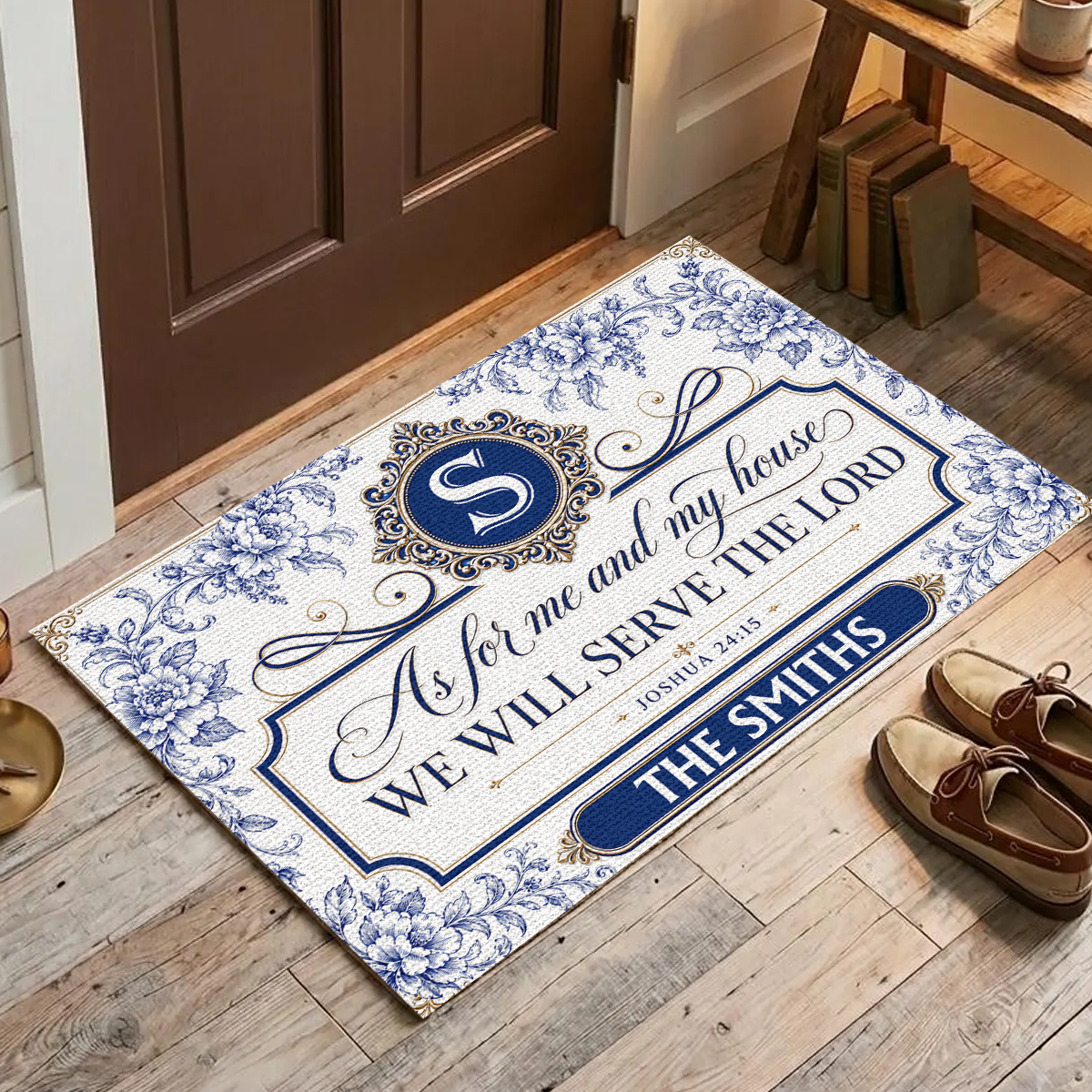 As For Me And My House We Will Serve The Lord, Gift For Family | Personalized Doormat